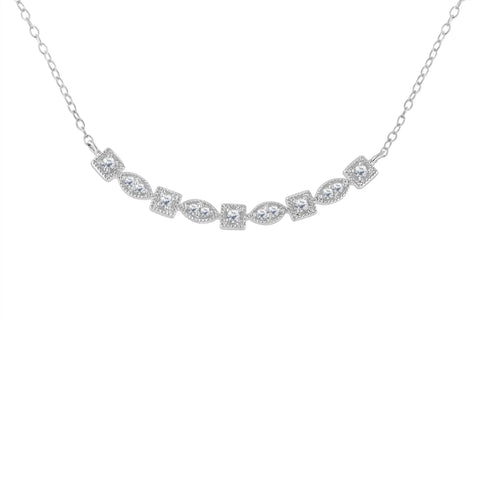 Sterling Silver Diamond Bar Mixed Shape Necklace (1/4 cttw, I-J Color, I2-I3 Clarity)