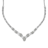 .925 Sterling Silver 1/2 cttw Prong Set Round Diamond Graduated Cluster 18" Statement Necklace (I-J Color, I3 Clarity)