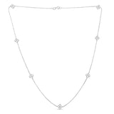 .925 Sterling Silver 1/4 Cttw Diamond Open Quatrefoil Flower Floating Station 18" Necklace (I-J Color, I1-I2 Clarity)