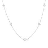 .925 Sterling Silver 1/4 Cttw Diamond Open Quatrefoil Flower Floating Station 18" Necklace (I-J Color, I1-I2 Clarity)