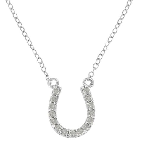 .925 Sterling Silver 1/4 cttw Diamond Horseshoe Necklace (I-J, I3)