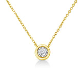 10K Yellow Gold Plated .925 Sterling Silver 1/10 Cttw Miracle Set Round Diamond 18" Pendant Necklace - Choice of Shapes