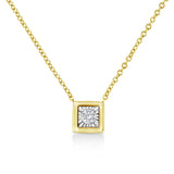 10K Yellow Gold Plated .925 Sterling Silver 1/10 Cttw Miracle Set Round Diamond 18" Pendant Necklace - Choice of Shapes