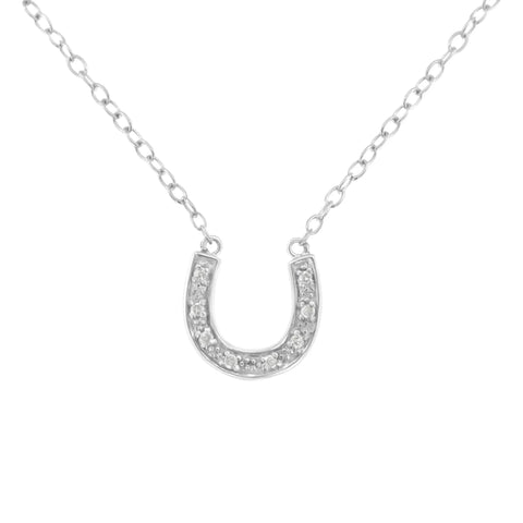 .925 Sterling Silver Diamond Accent Horseshoe U Shape 18