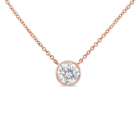 Sterling Silver Bezel-Set Diamond Solitaire Pendant Necklace (1/3 cttw, H-I Color, I1-I2 Clarity)