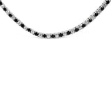 .925 Sterling Silver 7.0 Carat Alternating White and Black Diamond Tennis Necklace (Black/I-J Color, I2-I3 Clarity) - 16- 18" Inches