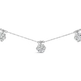 10K White Gold 3.0 Cttw Round-Cut Diamond 7 Stone Cluster Station Necklace (H-I Color, I1-I2 Clarity) - 18"