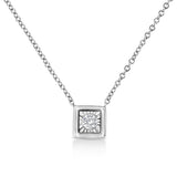 10K White Gold 1/10 Cttw Miracle Set Round-Cut Diamond 18" Pendant Necklace - Choice of Shape - Pack Of: 1