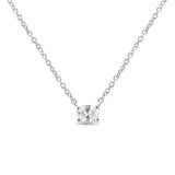 14K White Gold 1/5 Cttw Oval Shape Solitaire Diamond East West 18" Pendant Necklace (G-H Color, VS2-SI1Clarity)