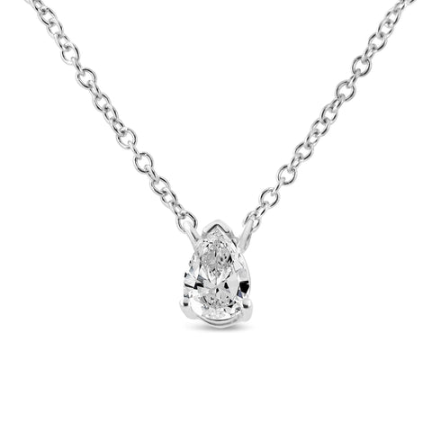 14K White Gold 1/5 Cttw Pear Shape Solitaire Diamond 18