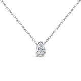 14K White Gold 1/5 Cttw Pear Shape Solitaire Diamond 18" Pendant Necklace (G-H Color, VS2-SI1 Clarity)