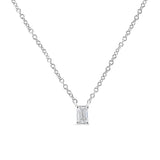 14K White Gold 1/3 Cttw Emerald Shape Solitaire Diamond 18" Pendant Necklace (G-H Color, VS2-SI1 Clarity)