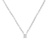 14K White Gold 1/5 Cttw Emerald Shape Solitaire Diamond 18" Pendant Necklace (G-H Color, VS2-SI1 Clarity)