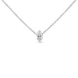 14K White Gold 1/2 Cttw Marquise Shape Lab Grown Diamond Solitaire Pendant Necklace (F-G Color, VS2-SI1 Clarity)