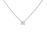 14K White Gold Lab Grown Oval Solitaire Diamond East West 18" Pendant Necklace (F-G Color, VS2-SI1 Clarity) - Pack Of: 1