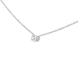 14K White Gold Lab Grown Oval Solitaire Diamond East West 18" Pendant Necklace (F-G Color, VS2-SI1 Clarity) - Pack Of: 1