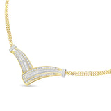 14 Karat Yellow Gold 1/2 ct. Total Diamond Weight Diamond V-Shape Pendant Necklace