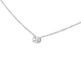 14 Karat White Gold 3/8 Carat Total Weight Lab Grown Oval Solitaire Diamond East West 18" Pendant Necklace