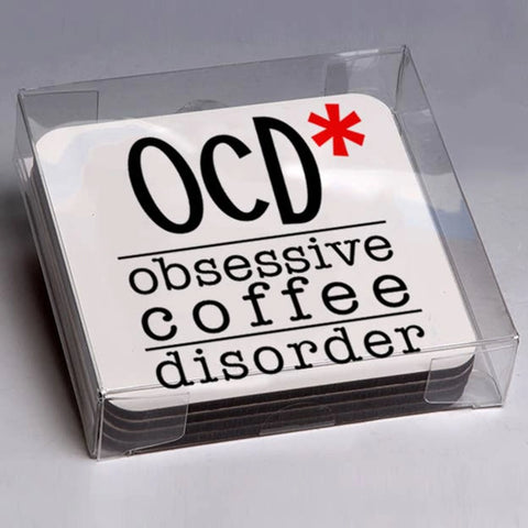 Whimsical OCD* (Coffee Disorder) Boxed Coaster