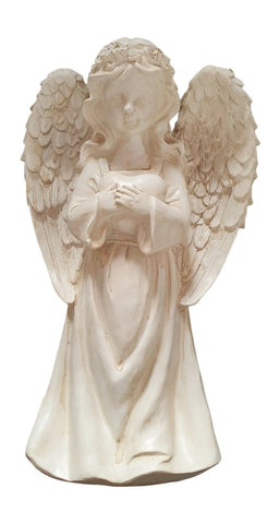 ANGEL HOLDING HEART FIGURINE WITH SOLAR LIGHT