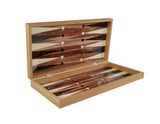 Backgammon- 19" Burlwood Decoupage Folding Backgammon Set