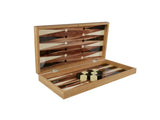 Backgammon- 19" Burlwood Decoupage Folding Backgammon Set