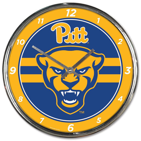 Pittsburgh Panthers Round Chrome Wall Clock