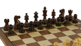 Chess Set - 3" Anjan wood American Emperor Double Weighted on Walnut/Maple Board