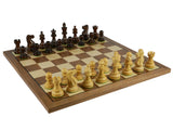 Chess Set - 3" Anjan wood American Emperor Double Weighted on Walnut/Maple Board