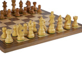 Chess Set - Sheesham/Boxwood German Knight on Walnut & Maple Veneer Board