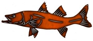 Trout Fish Metal Cut Out With Faux Copper Finish 10x23.5