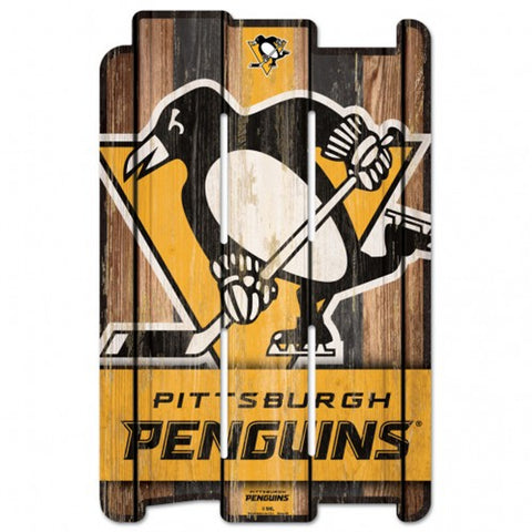 Pittsburgh Penguins Sign 11x17 Wood Fence Style