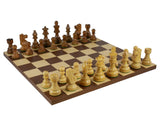 Chess Set - Kikkerwood/Natural Boxwood French Knight Men on Dark Rosewood/Maple Basic Board