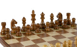 Chess Set - 3.75" Acaciawood/Boxwood pieces on Walnut/Maple Chess Board