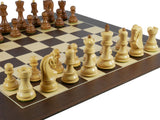 Chess Set- Kikkerwood Old Russian Opposite Tops on Walnut Sycamore Barcelona Chess Board