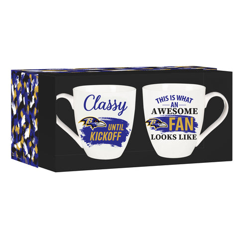 Baltimore Ravens Coffee Mug 17oz Ceramic 2 Piece Set with Gift Box