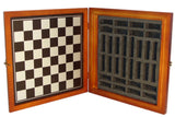 Chess Set -Robin Hood Resin Chessmen on Cherry Stained Chest