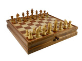 Chess Set - Walnut/Maple Chest and Single Weighted Chessmen