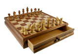 Chess Set - Walnut/Maple Chest and Single Weighted Chessmen