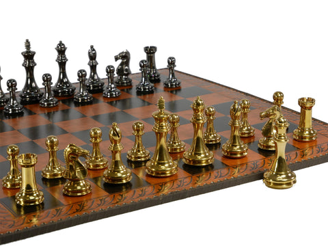 Chess Set - Solid Brass Staunton Pieces on 23