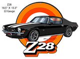 Z28 Camaro Black Cut Out Garage Art Metal Sign Rudy Edwards 13.3×18.5