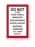 Do Not Flush Things Down The Toilet Sign 8x12