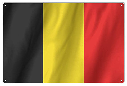 Belgium Country Flag Reproduction Metal Sign 12x18