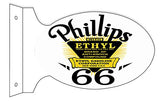 Phillips 66 Ethyl Reproduction Flange Motor Oil Sign 12x18 Oval