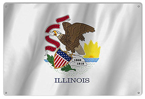 Illinois State Flag Reproduction Metal Sign 12x18