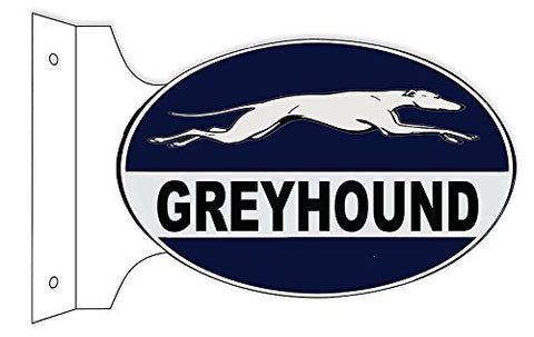 Greyhound Bus Reproduction Flange Nostalgic Sign 12x18 Oval