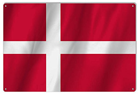 Denmark Country Flag Reproduction Metal Sign 12x18