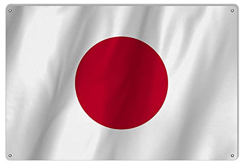 Japan Country Flag Reproduction Metal Sign 12x18