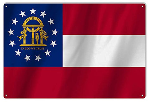 Georgia State Flag Reproduction Metal Sign 12x18