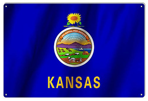 Kansas State Flag Reproduction Metal Sign 12x18